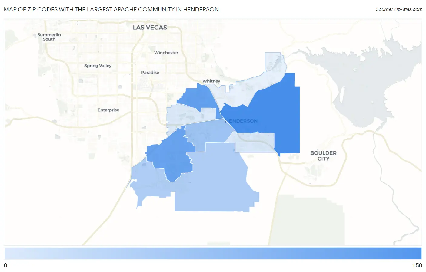 Zip Codes with the Largest Apache Community in Henderson Map
