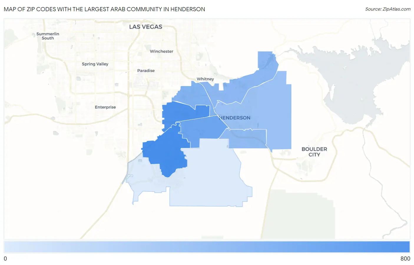 Zip Codes with the Largest Arab Community in Henderson Map