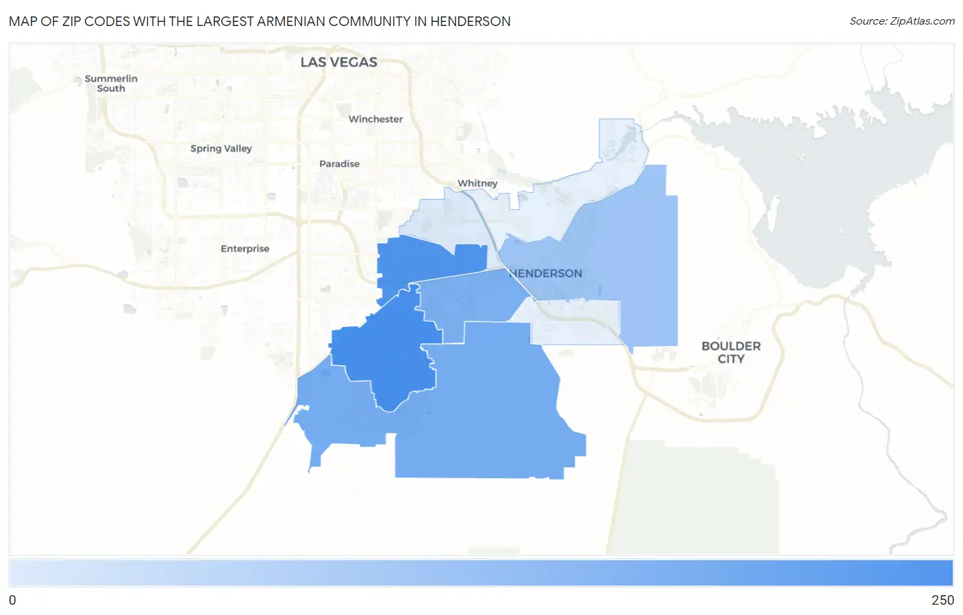 Zip Codes with the Largest Armenian Community in Henderson Map