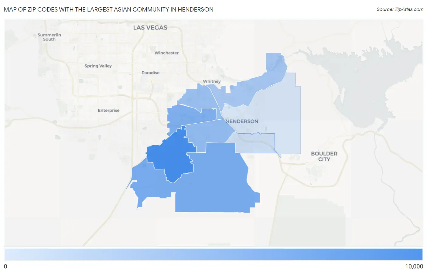 Zip Codes with the Largest Asian Community in Henderson Map
