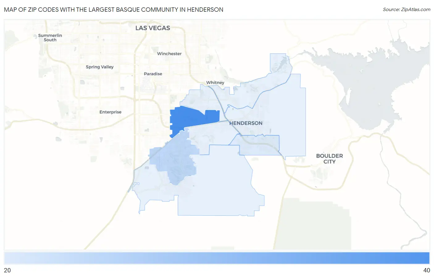 Zip Codes with the Largest Basque Community in Henderson Map