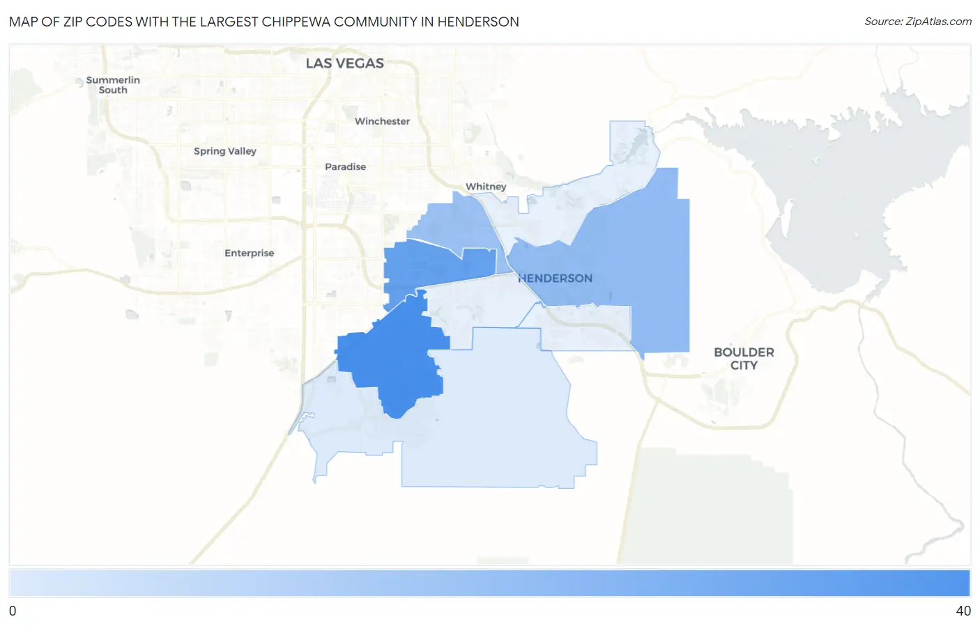 Zip Codes with the Largest Chippewa Community in Henderson Map
