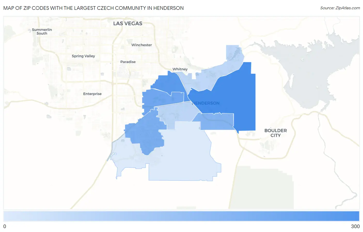 Zip Codes with the Largest Czech Community in Henderson Map