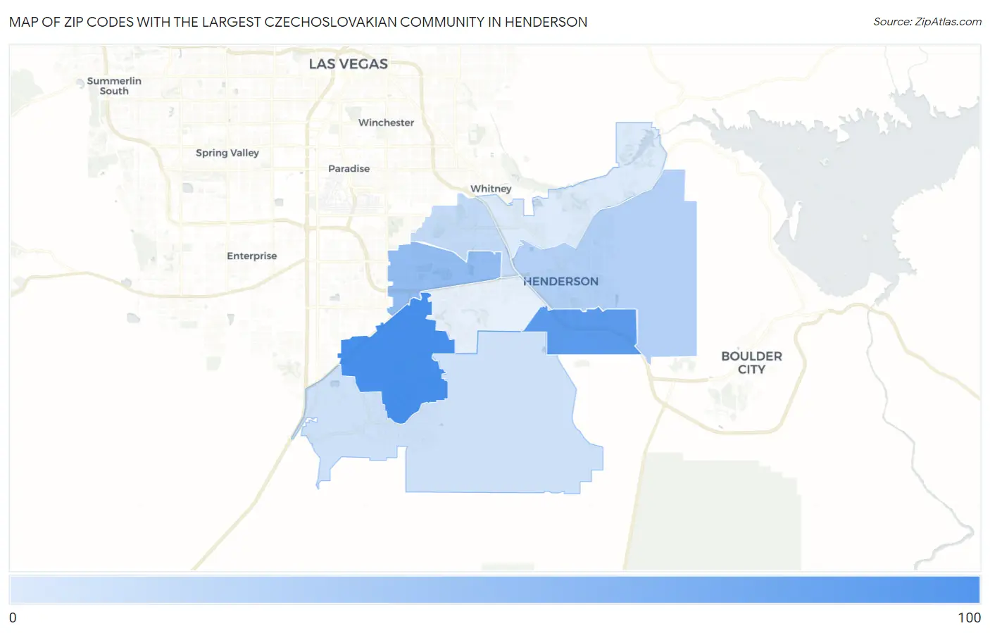Zip Codes with the Largest Czechoslovakian Community in Henderson Map