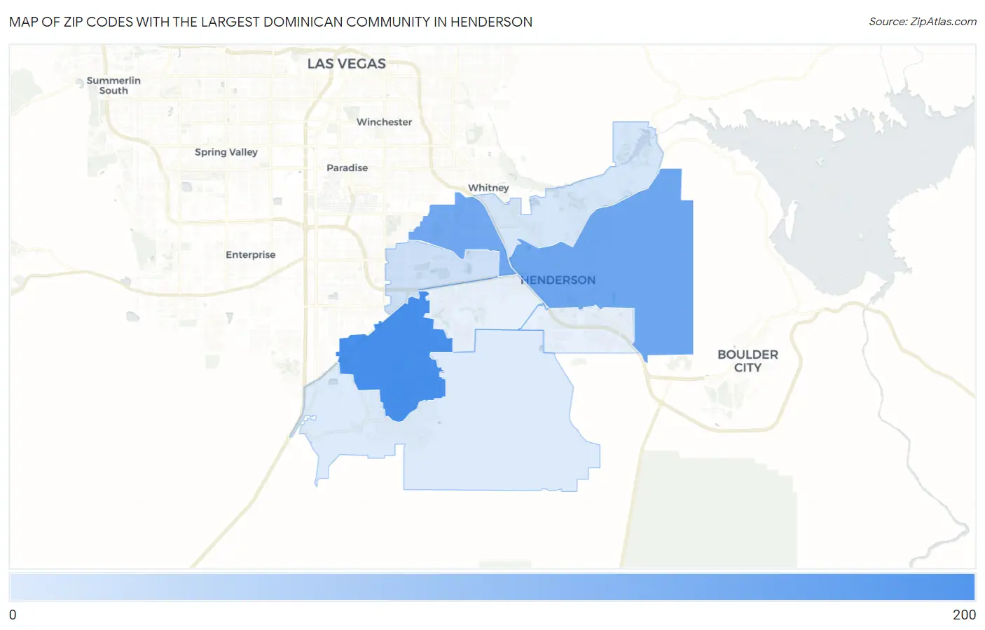 Zip Codes with the Largest Dominican Community in Henderson Map