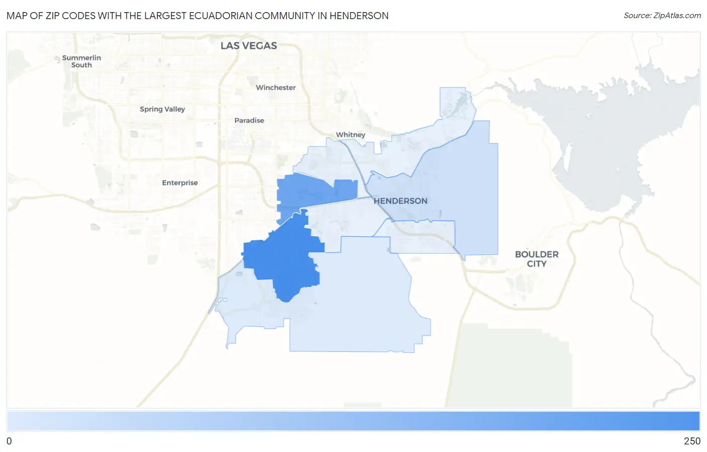 Zip Codes with the Largest Ecuadorian Community in Henderson Map