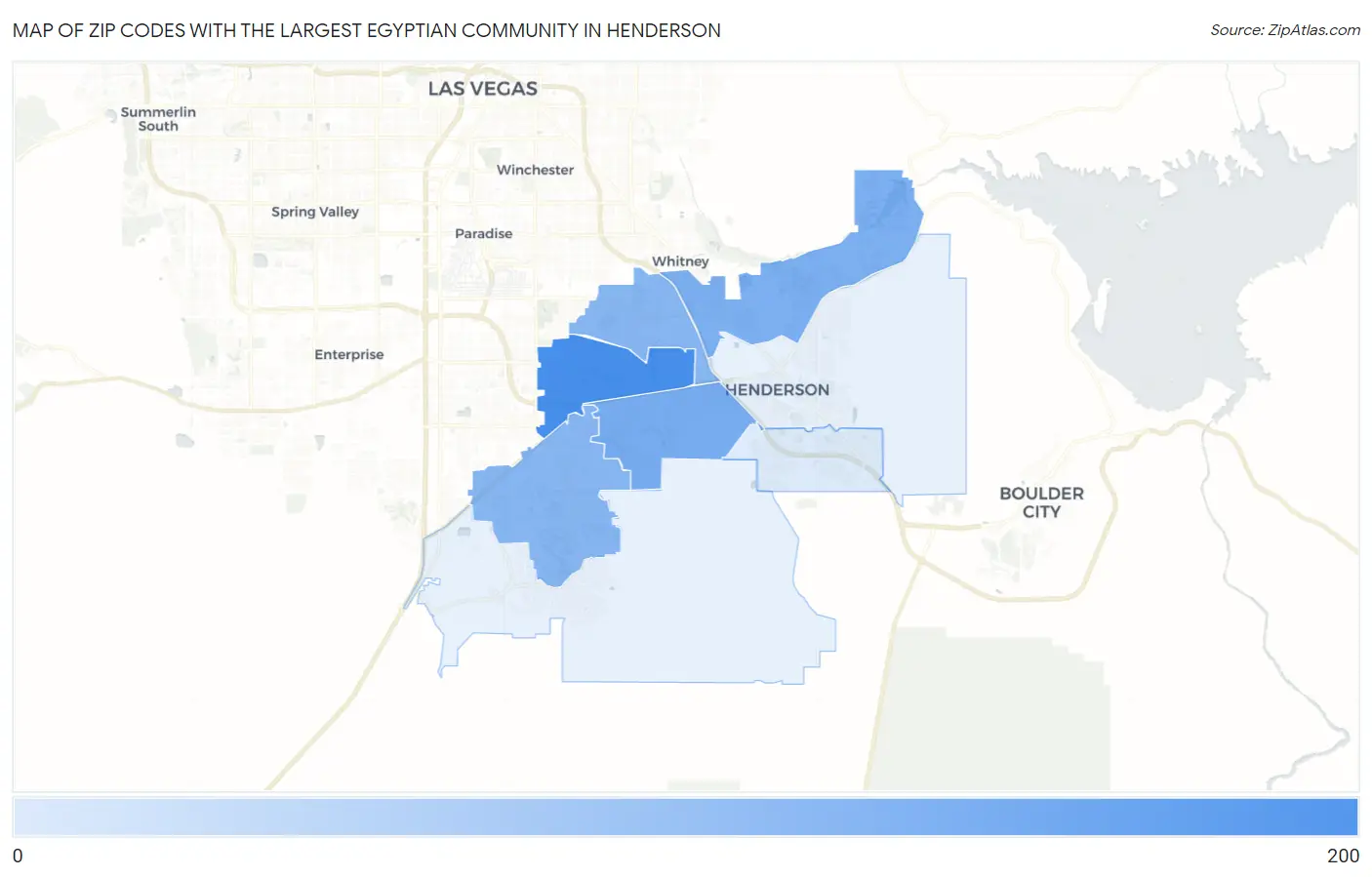 Zip Codes with the Largest Egyptian Community in Henderson Map
