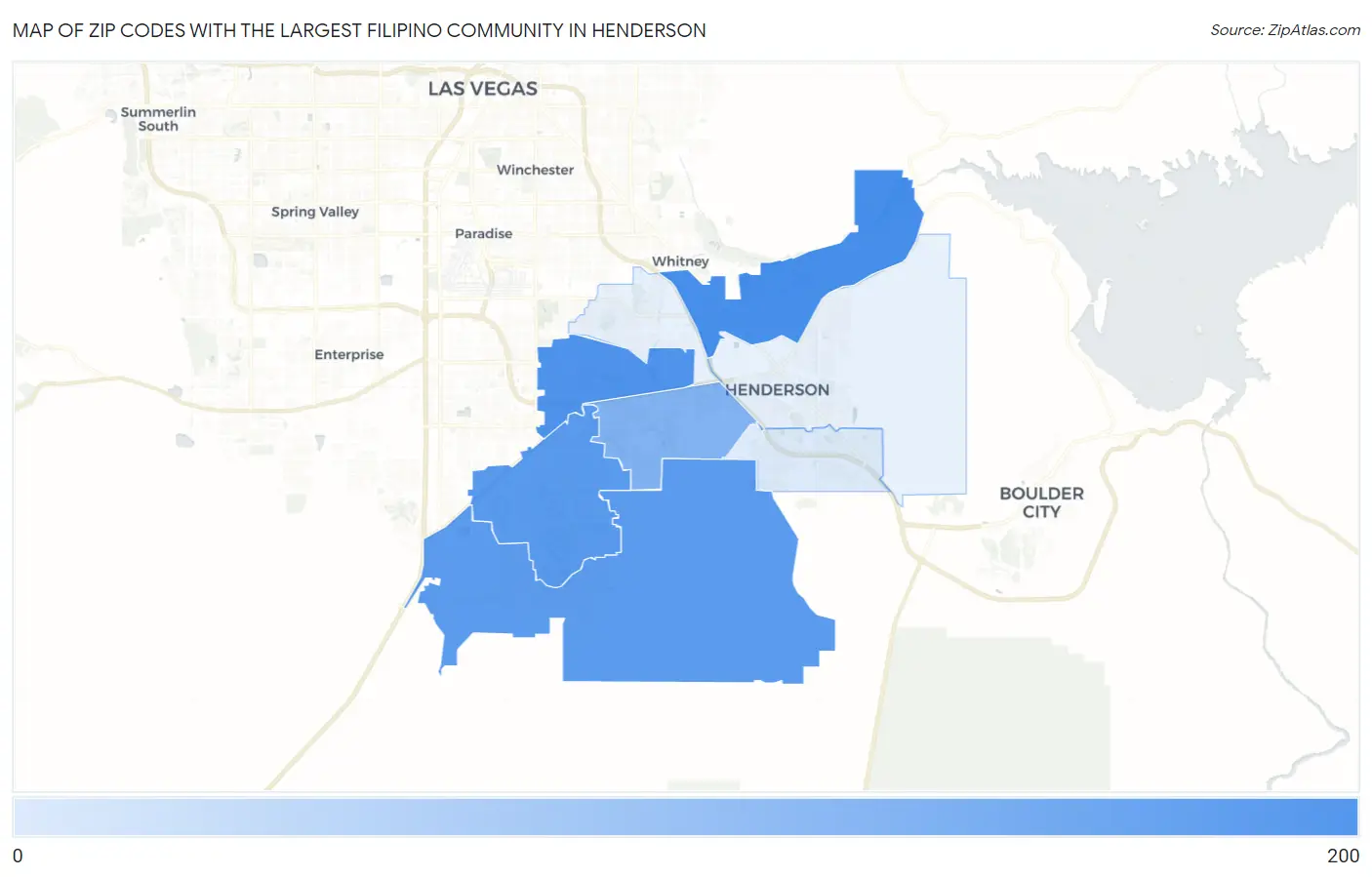 Zip Codes with the Largest Filipino Community in Henderson Map