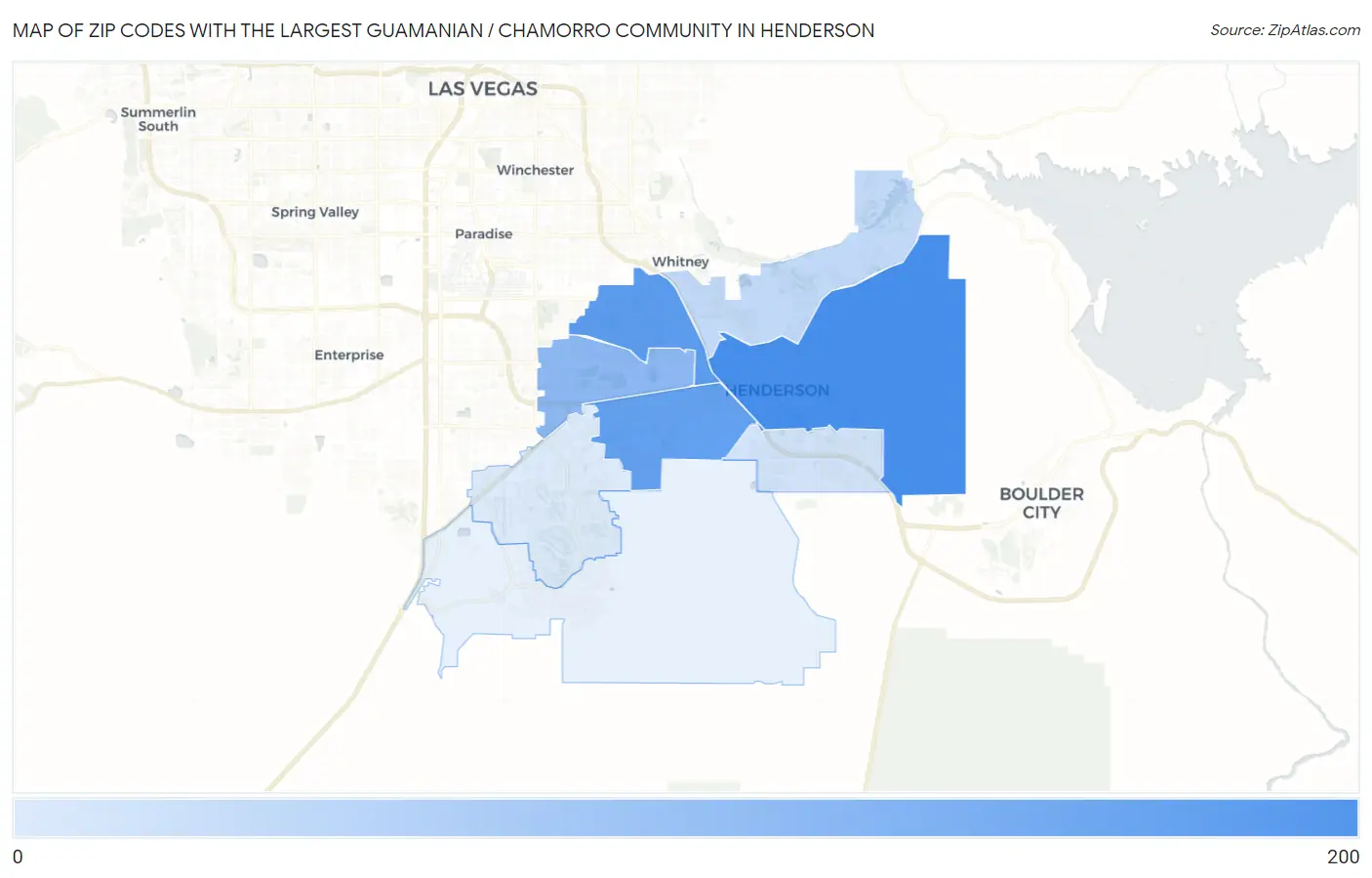 Zip Codes with the Largest Guamanian / Chamorro Community in Henderson Map