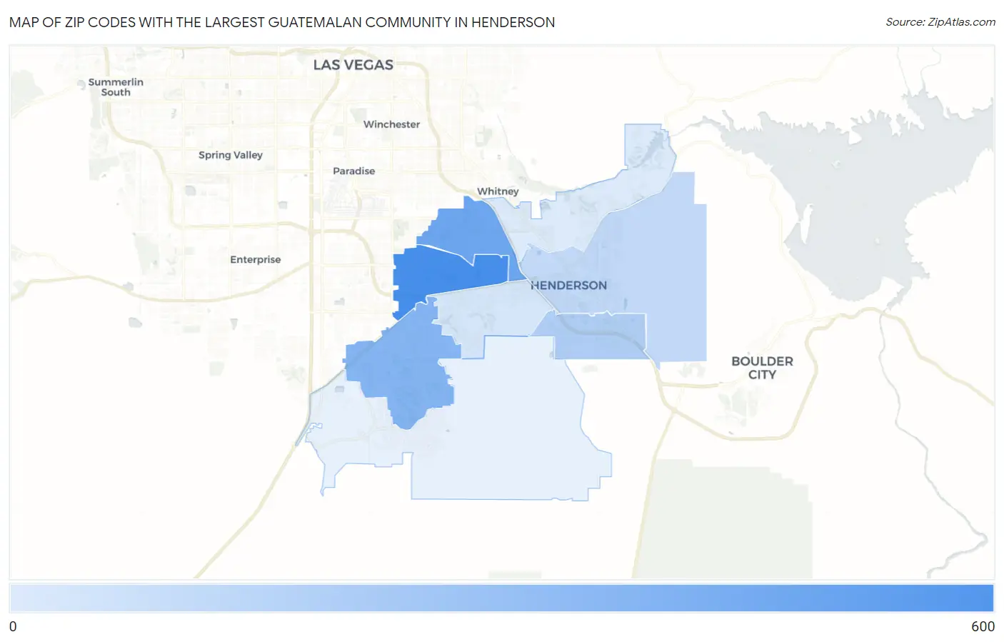 Zip Codes with the Largest Guatemalan Community in Henderson Map