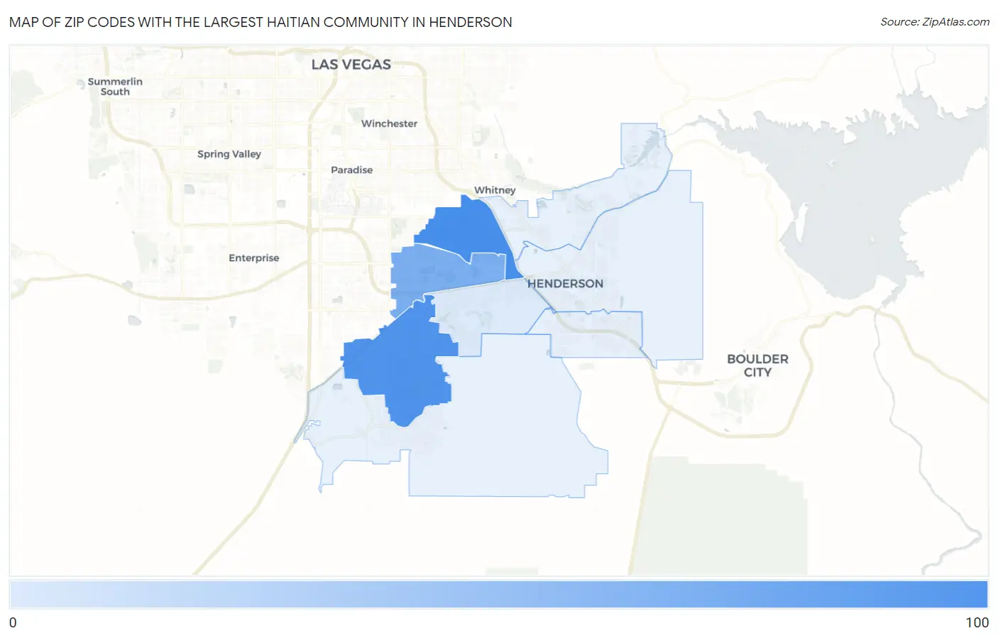 Zip Codes with the Largest Haitian Community in Henderson Map