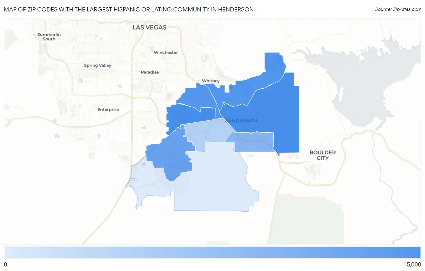 Zip Codes with the Largest Hispanic or Latino Community in Henderson Map