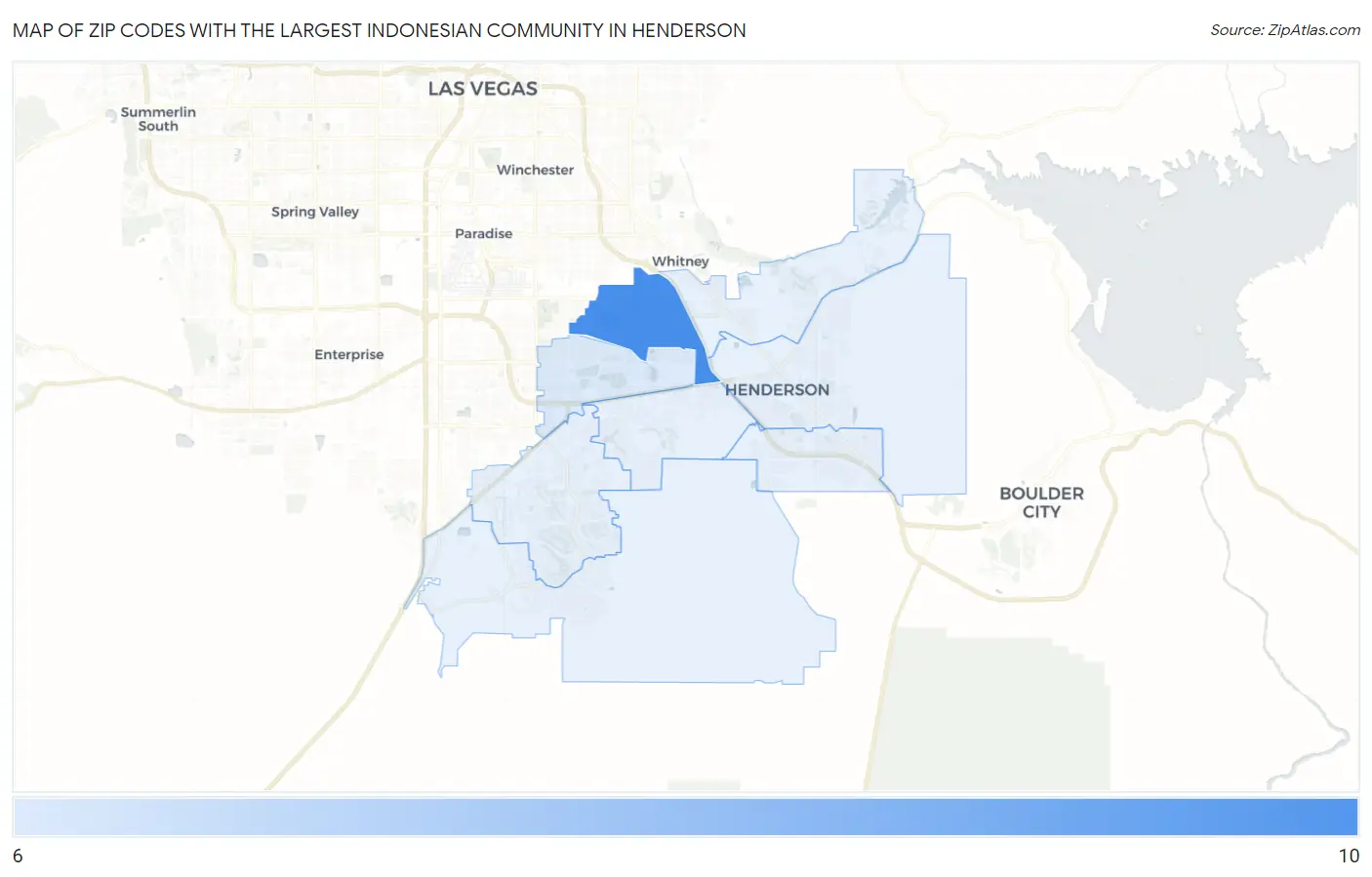 Zip Codes with the Largest Indonesian Community in Henderson Map