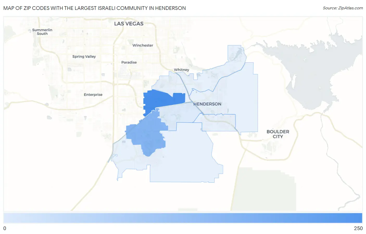 Zip Codes with the Largest Israeli Community in Henderson Map