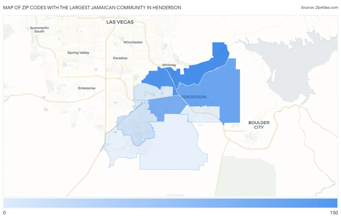 Zip Codes with the Largest Jamaican Community in Henderson Map