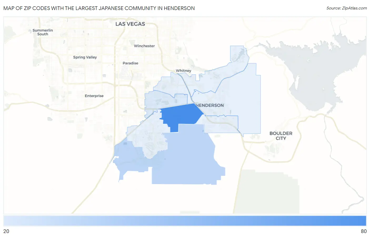 Zip Codes with the Largest Japanese Community in Henderson Map