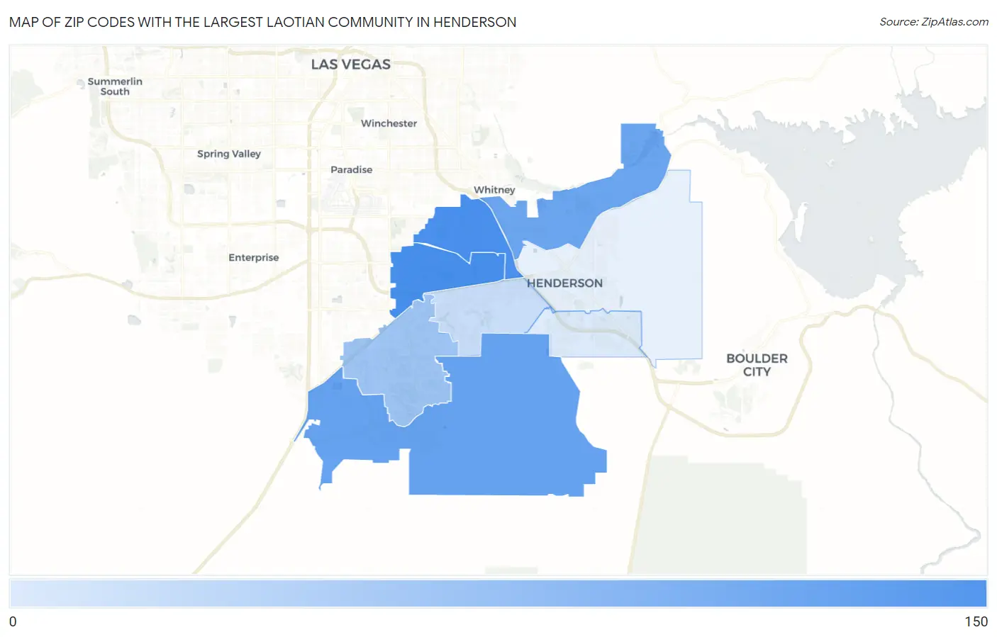 Zip Codes with the Largest Laotian Community in Henderson Map