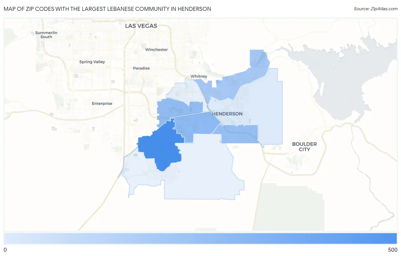 Zip Codes with the Largest Lebanese Community in Henderson Map