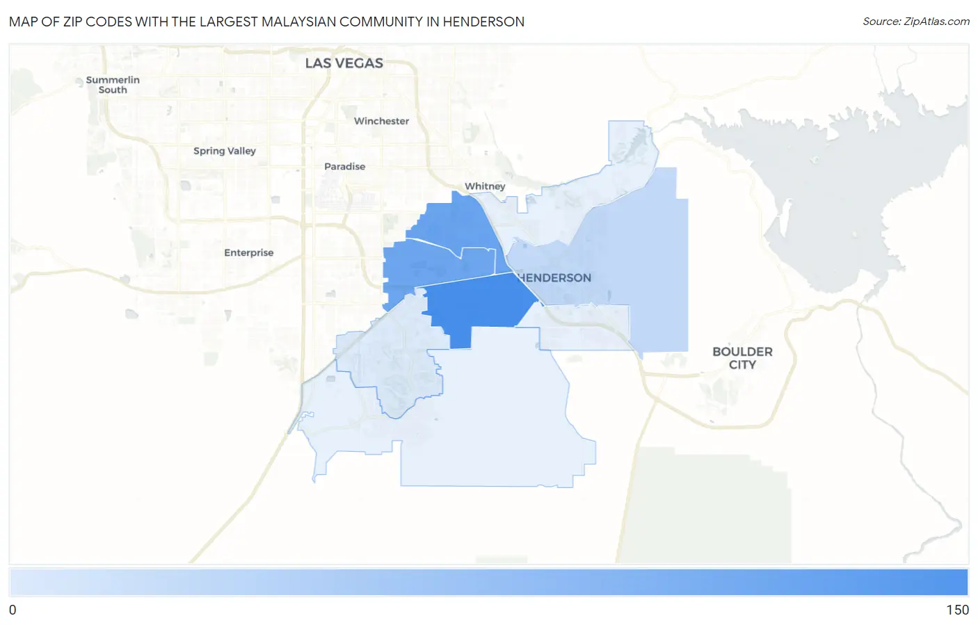 Zip Codes with the Largest Malaysian Community in Henderson Map