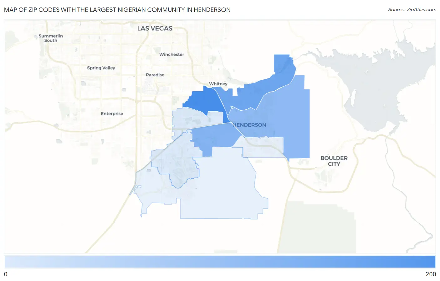 Zip Codes with the Largest Nigerian Community in Henderson Map