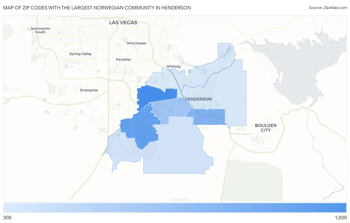 Zip Codes with the Largest Norwegian Community in Henderson Map