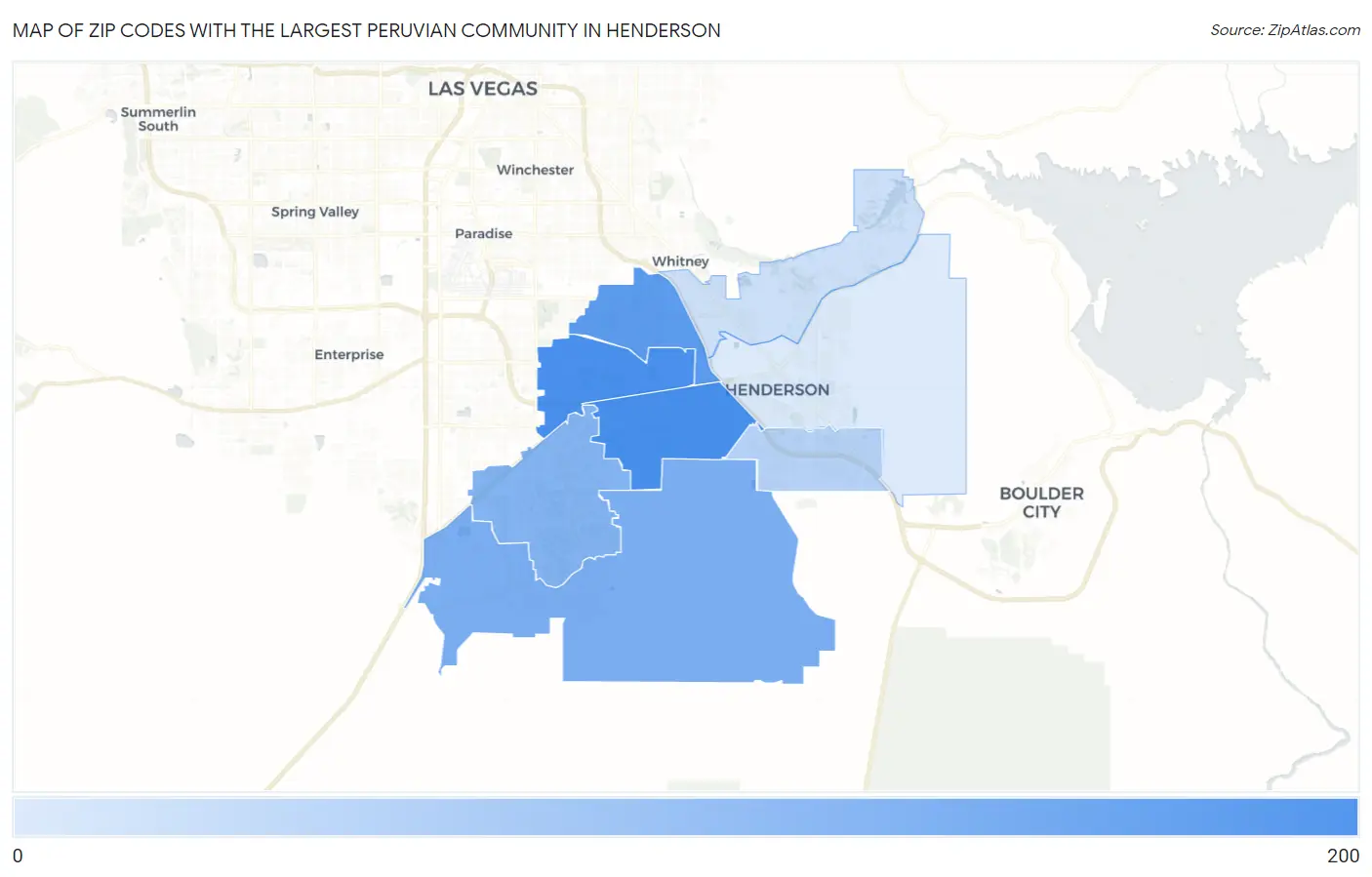Zip Codes with the Largest Peruvian Community in Henderson Map
