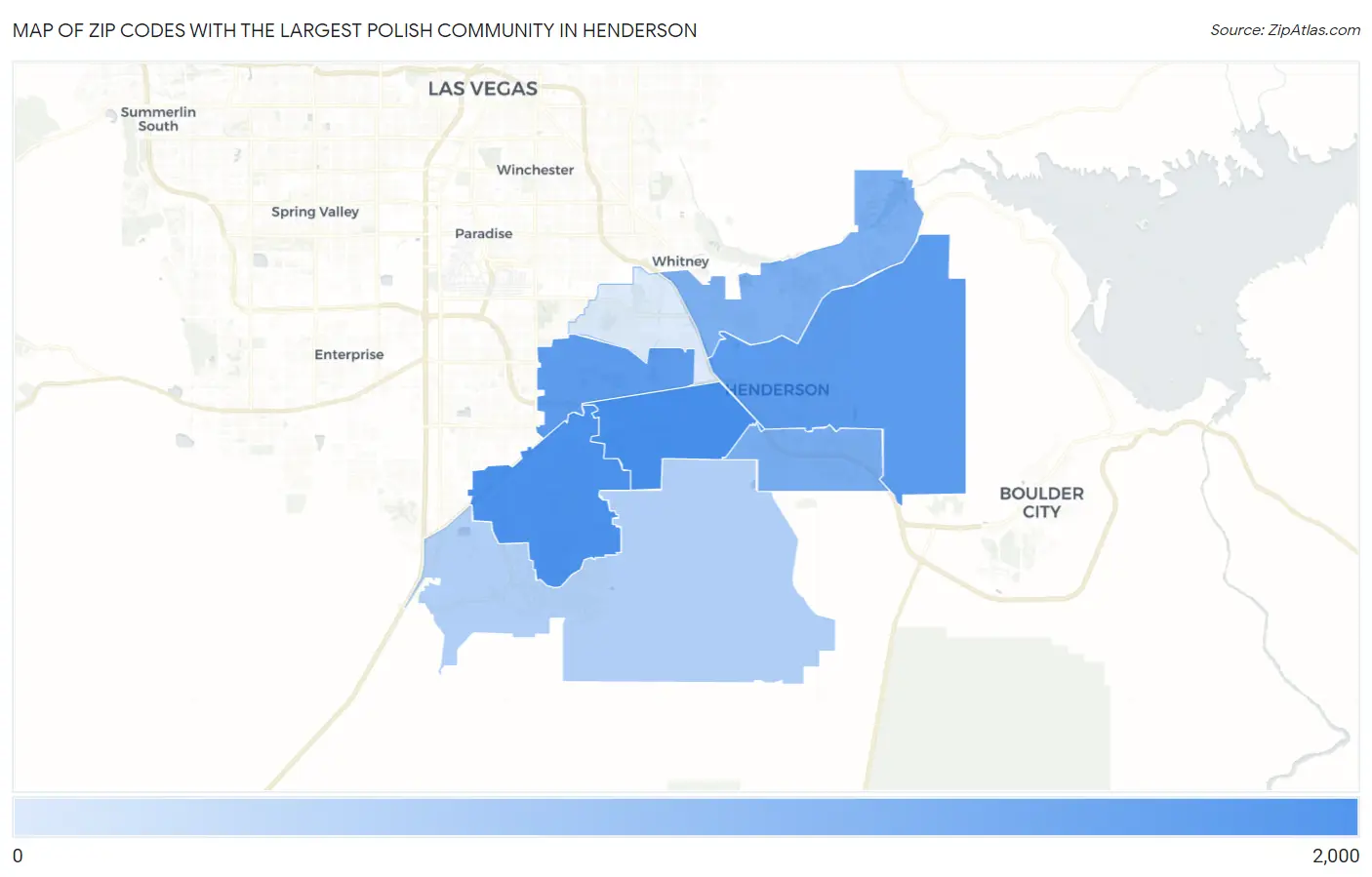 Zip Codes with the Largest Polish Community in Henderson Map