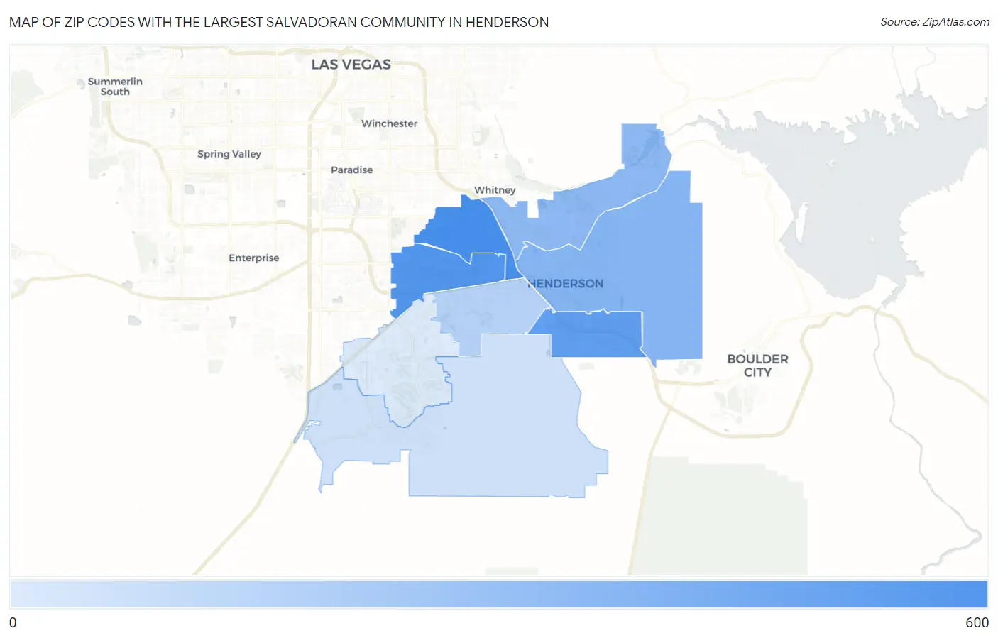 Zip Codes with the Largest Salvadoran Community in Henderson Map