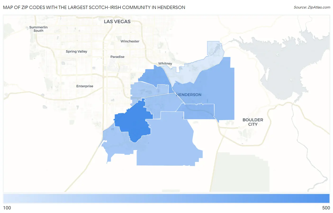 Zip Codes with the Largest Scotch-Irish Community in Henderson Map