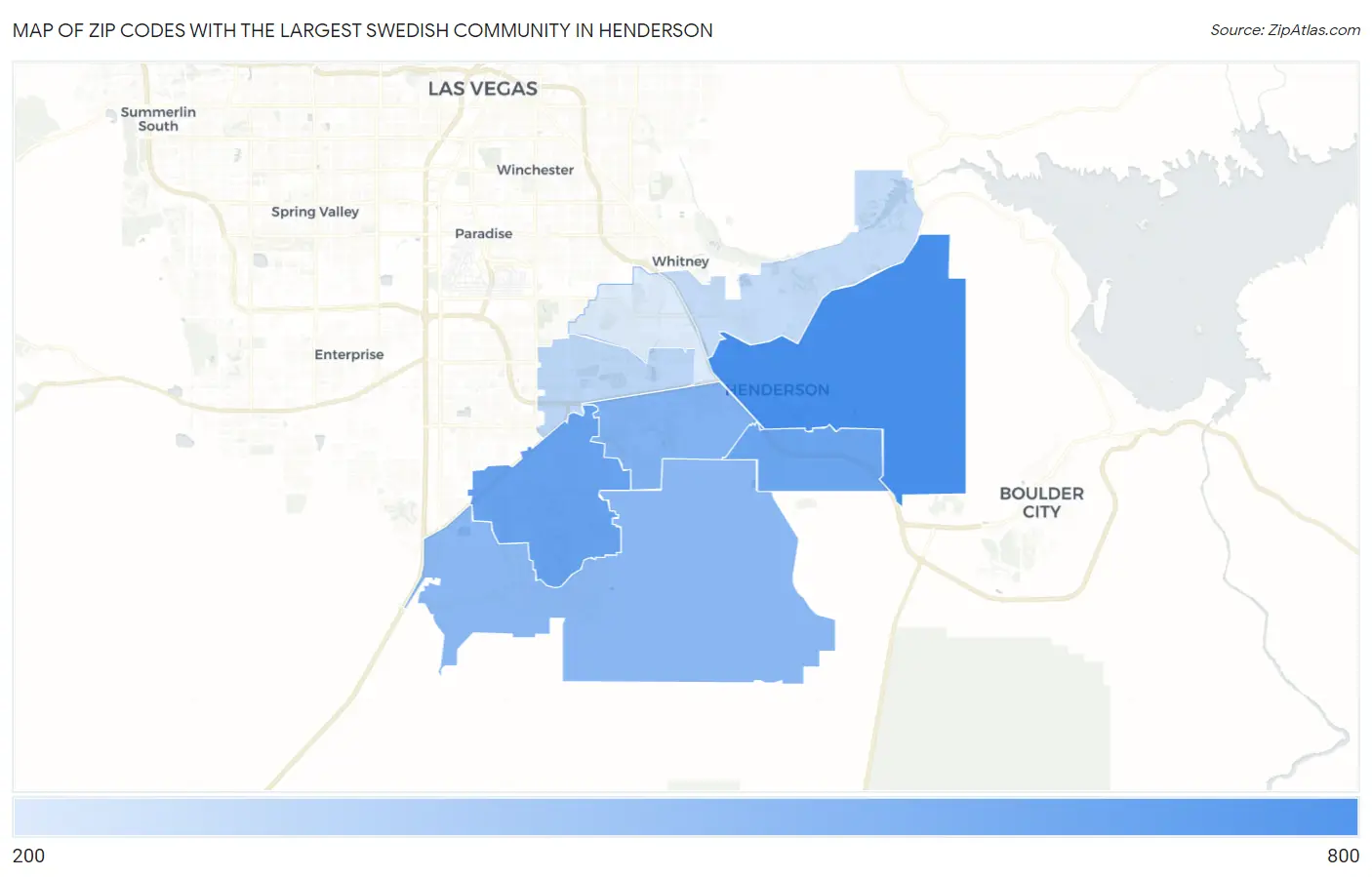 Zip Codes with the Largest Swedish Community in Henderson Map