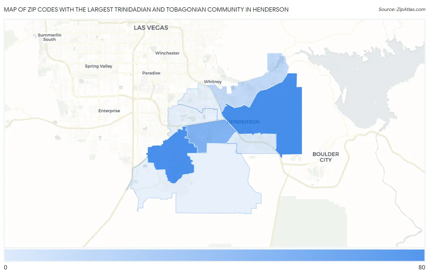 Zip Codes with the Largest Trinidadian and Tobagonian Community in Henderson Map