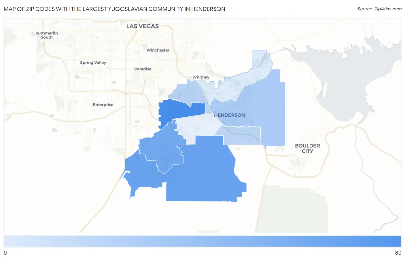 Zip Codes with the Largest Yugoslavian Community in Henderson Map