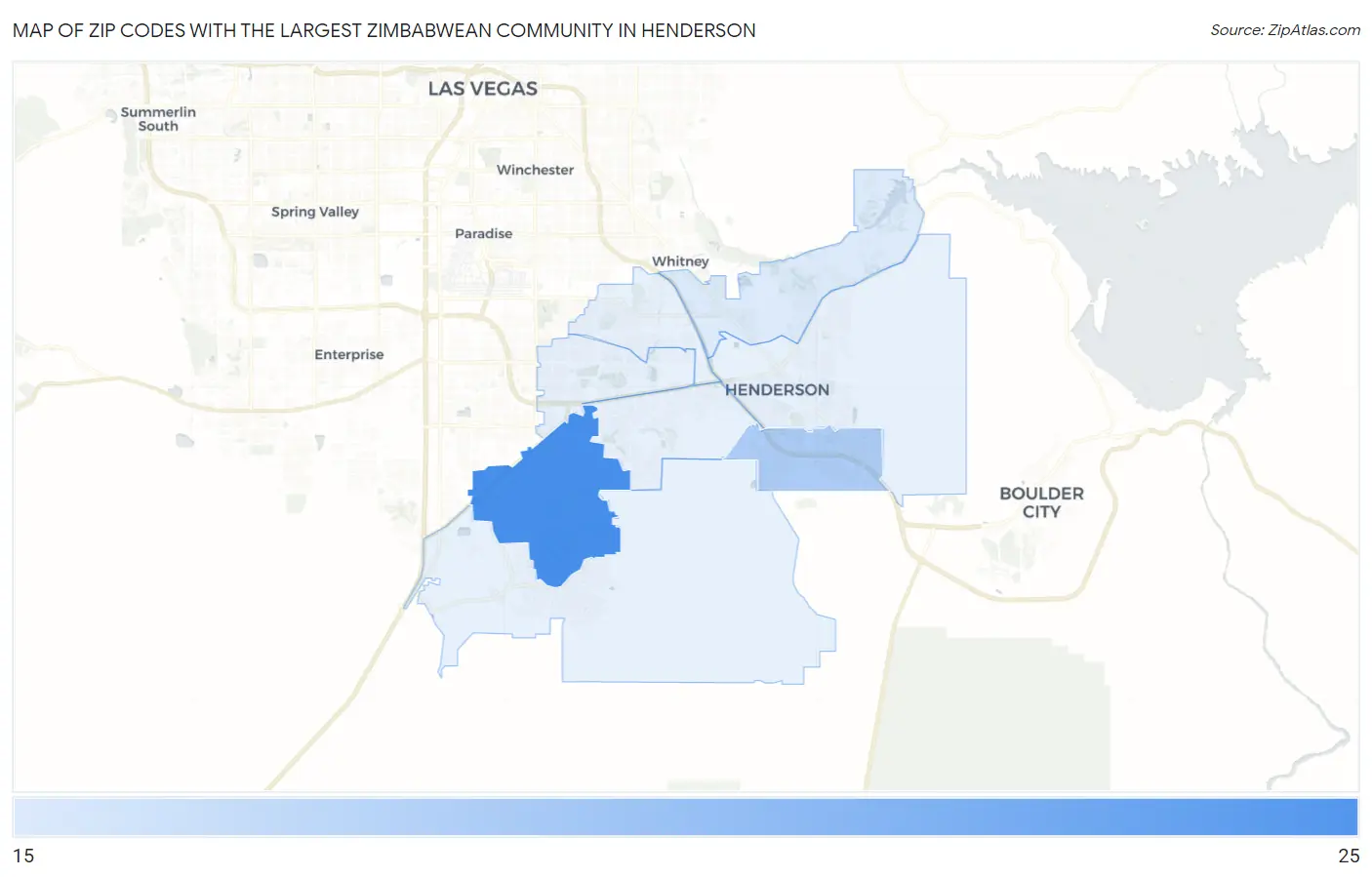 Zip Codes with the Largest Zimbabwean Community in Henderson Map
