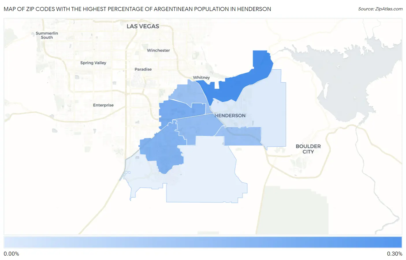 Zip Codes with the Highest Percentage of Argentinean Population in Henderson Map