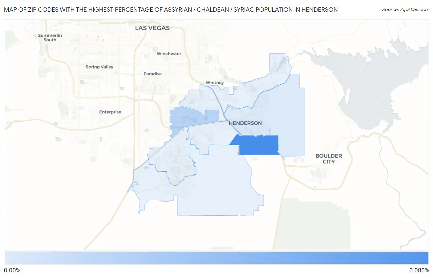 Zip Codes with the Highest Percentage of Assyrian / Chaldean / Syriac Population in Henderson Map