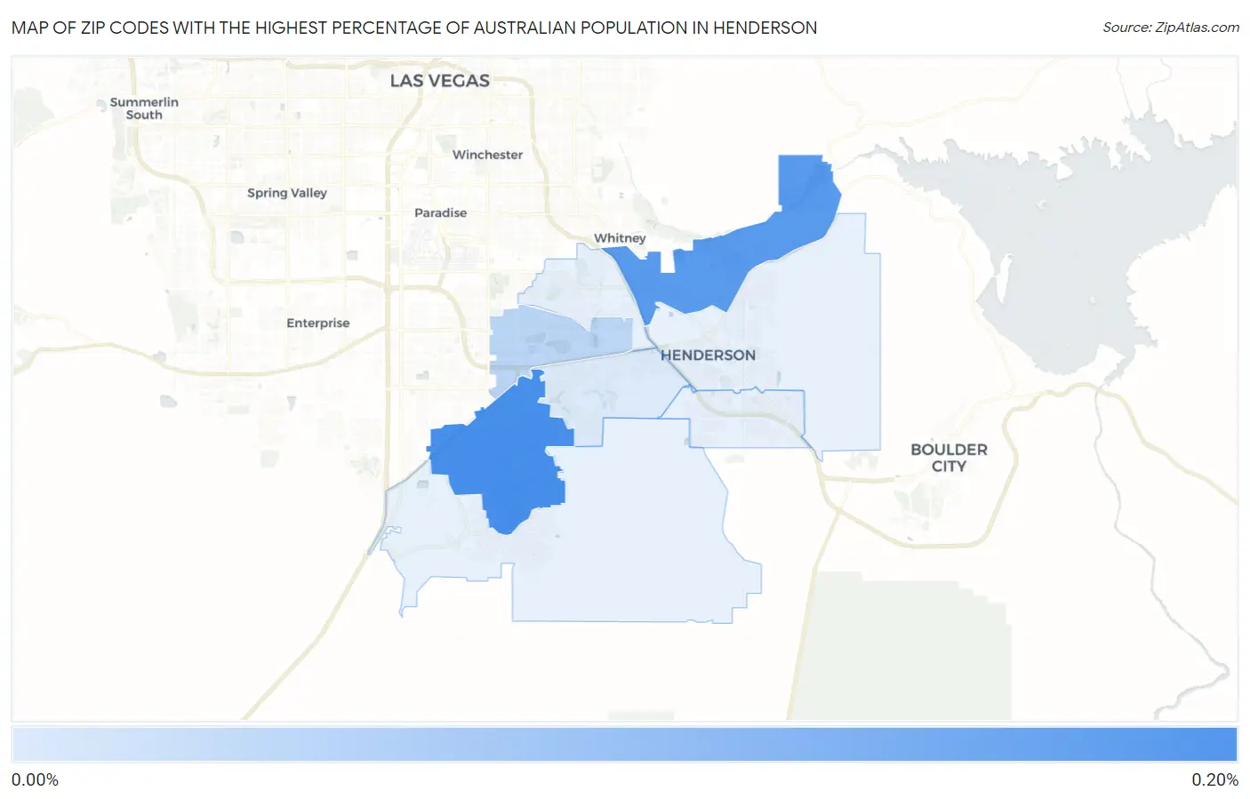 Zip Codes with the Highest Percentage of Australian Population in Henderson Map