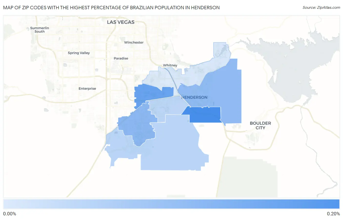 Zip Codes with the Highest Percentage of Brazilian Population in Henderson Map