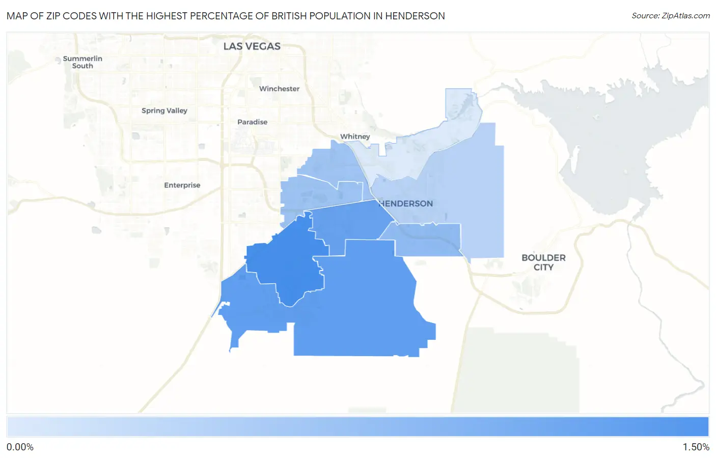Zip Codes with the Highest Percentage of British Population in Henderson Map