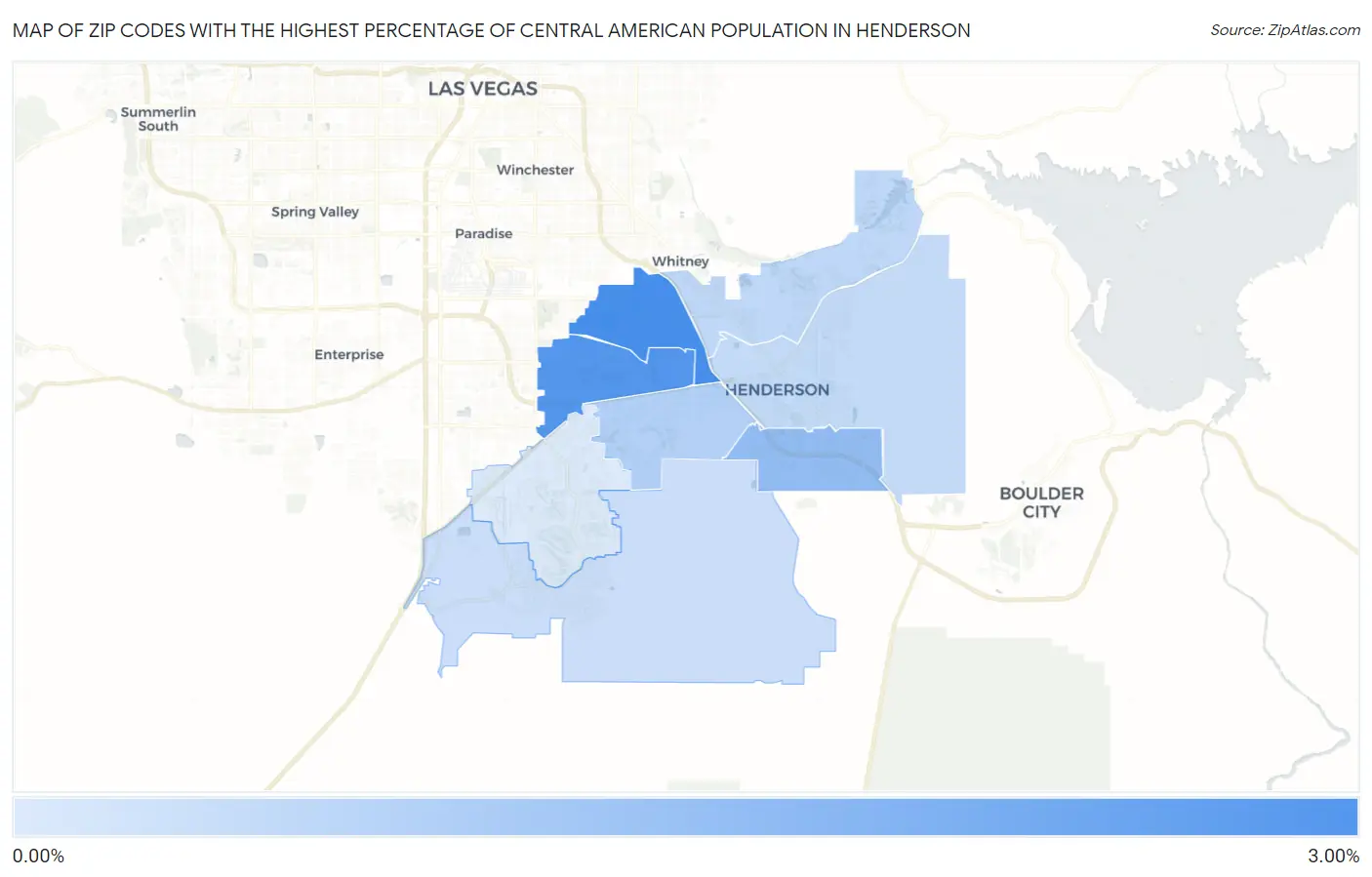 Zip Codes with the Highest Percentage of Central American Population in Henderson Map