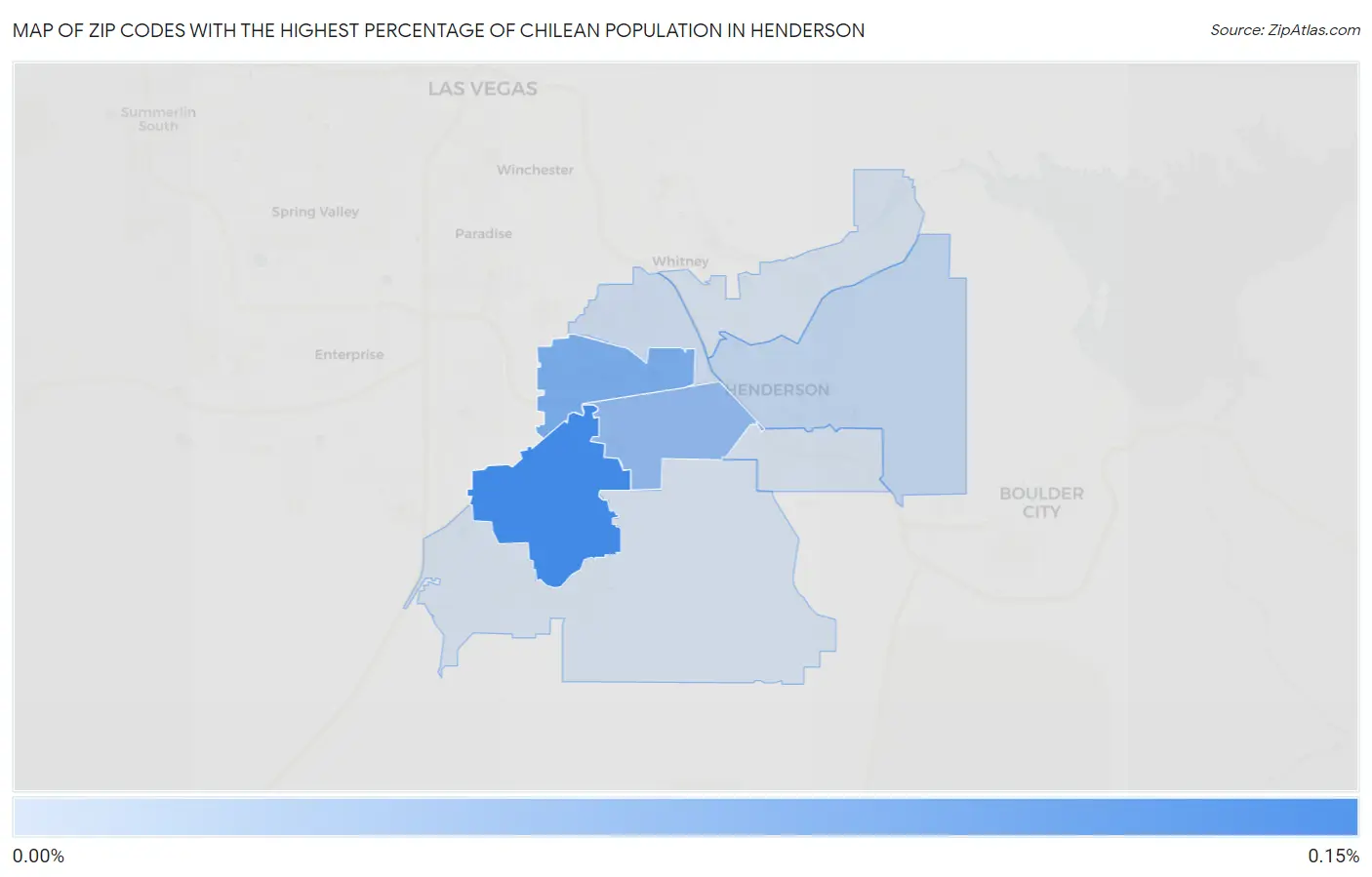 Zip Codes with the Highest Percentage of Chilean Population in Henderson Map