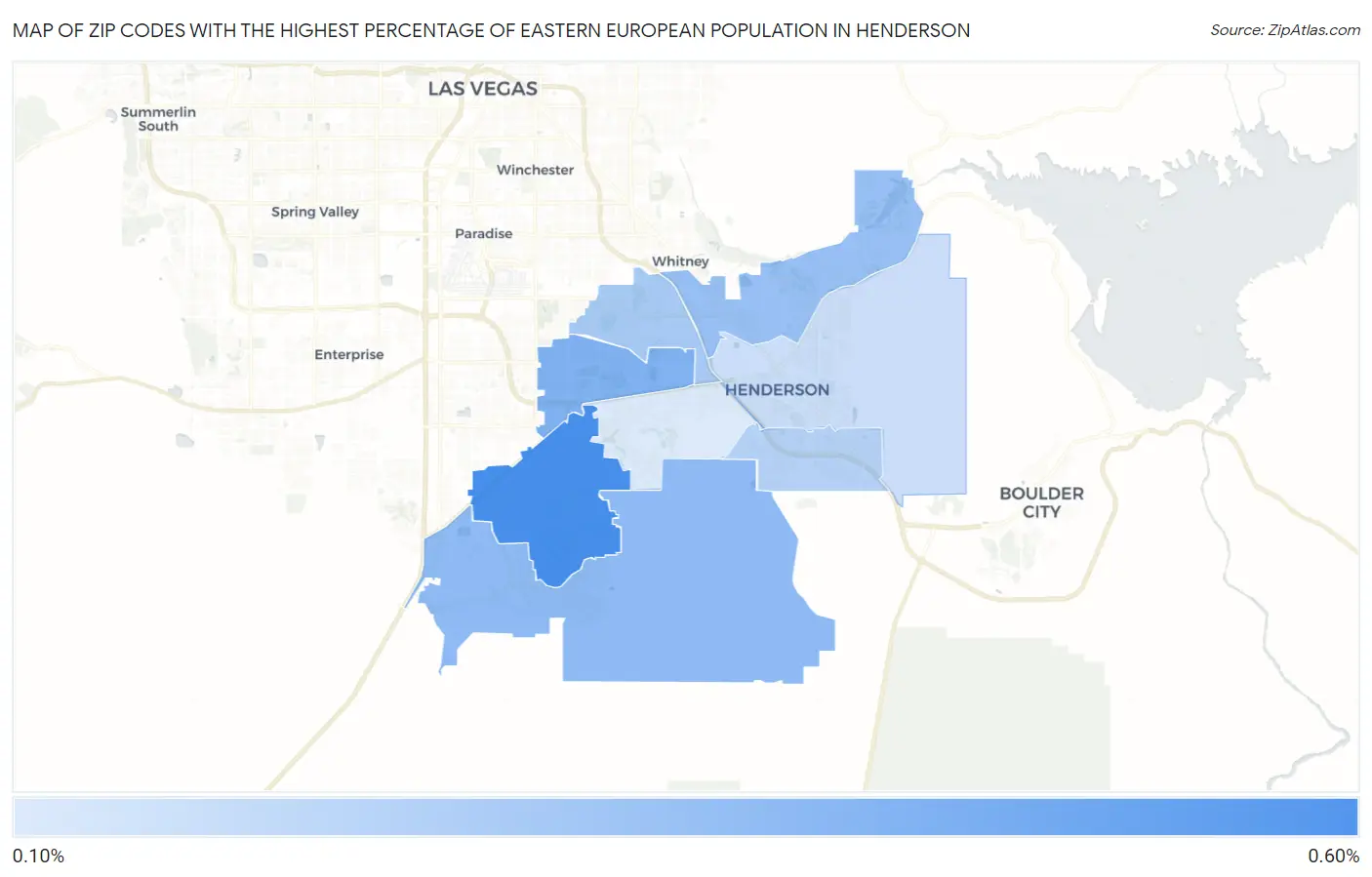 Zip Codes with the Highest Percentage of Eastern European Population in Henderson Map