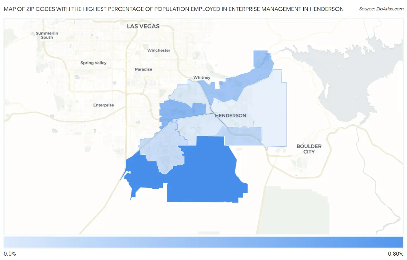 Zip Codes with the Highest Percentage of Population Employed in Enterprise Management in Henderson Map