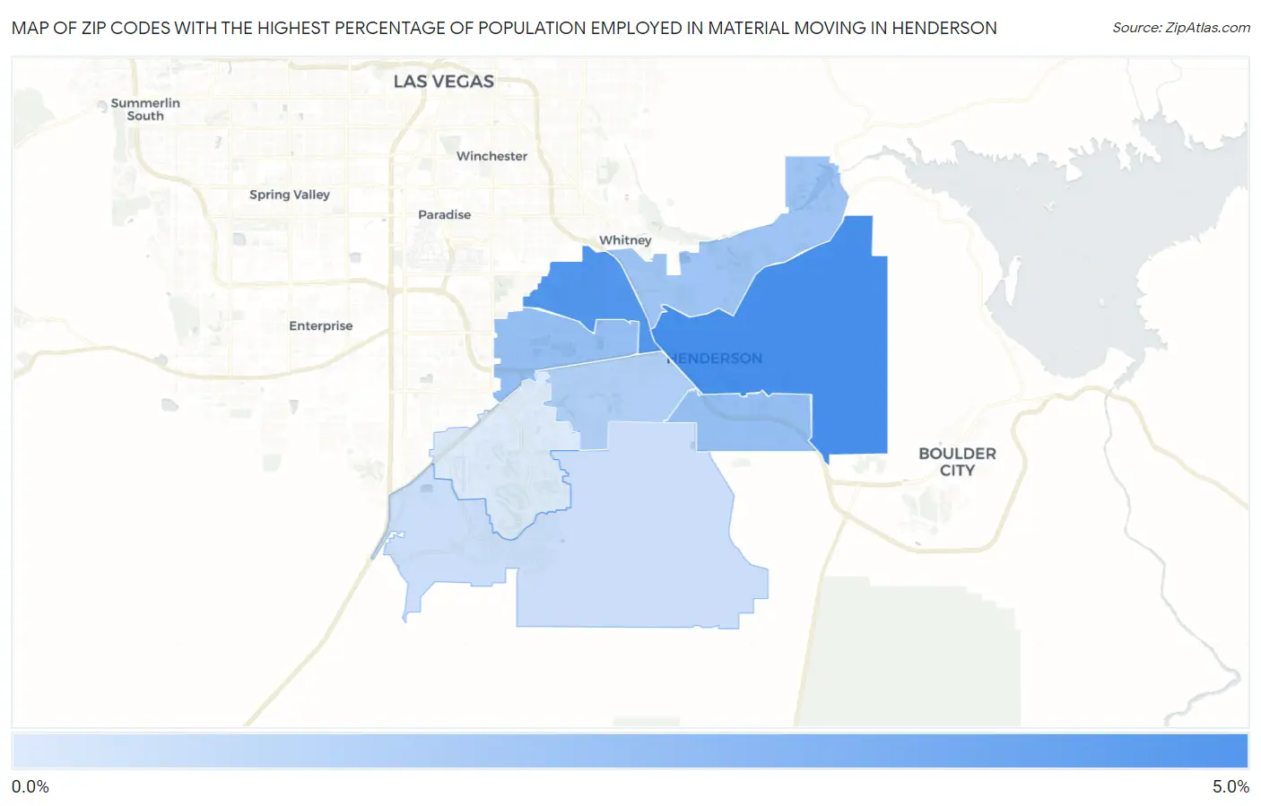Zip Codes with the Highest Percentage of Population Employed in Material Moving in Henderson Map