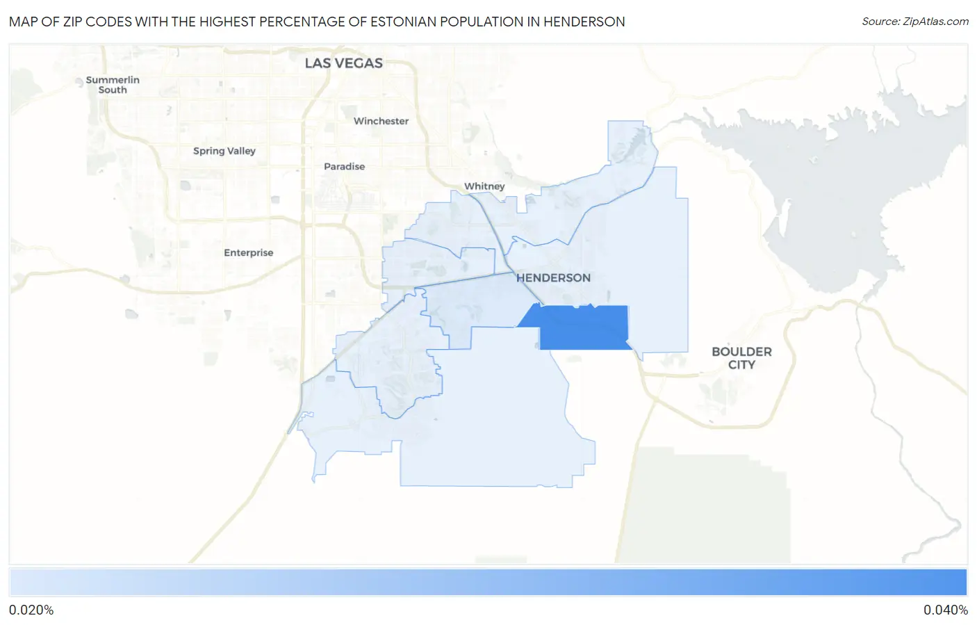 Zip Codes with the Highest Percentage of Estonian Population in Henderson Map