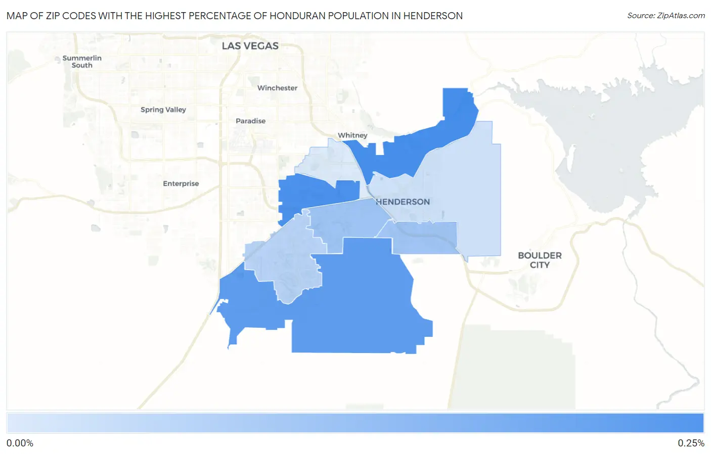Zip Codes with the Highest Percentage of Honduran Population in Henderson Map