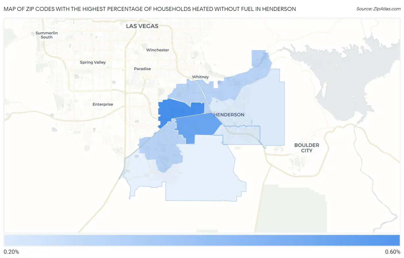 Zip Codes with the Highest Percentage of Households Heated without Fuel in Henderson Map