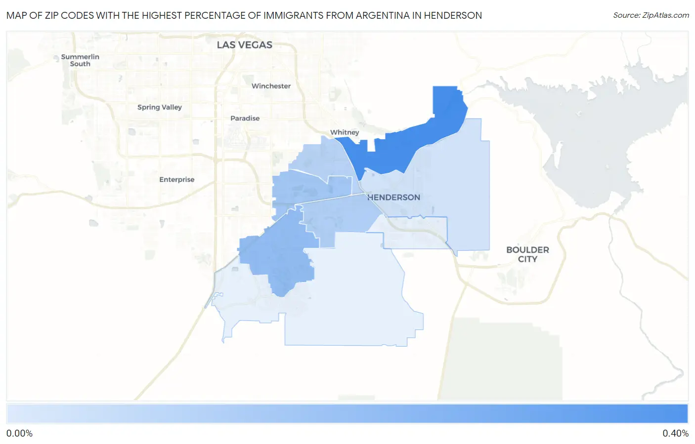 Zip Codes with the Highest Percentage of Immigrants from Argentina in Henderson Map