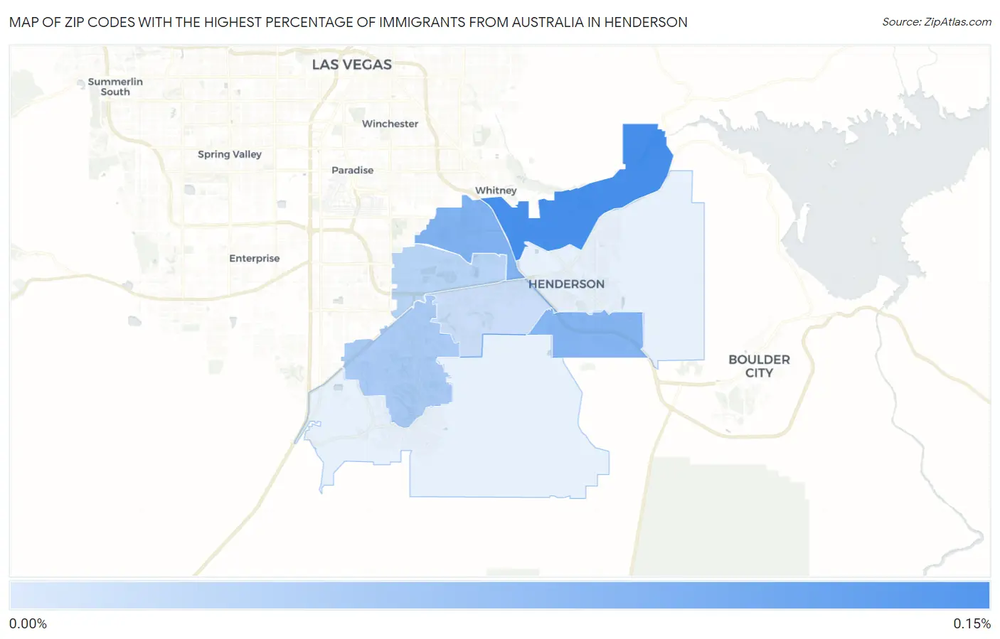 Zip Codes with the Highest Percentage of Immigrants from Australia in Henderson Map