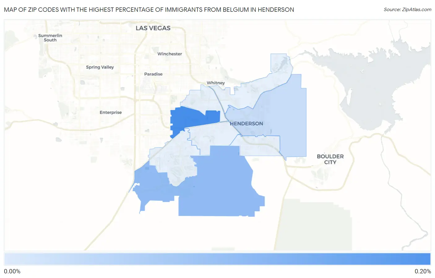 Zip Codes with the Highest Percentage of Immigrants from Belgium in Henderson Map