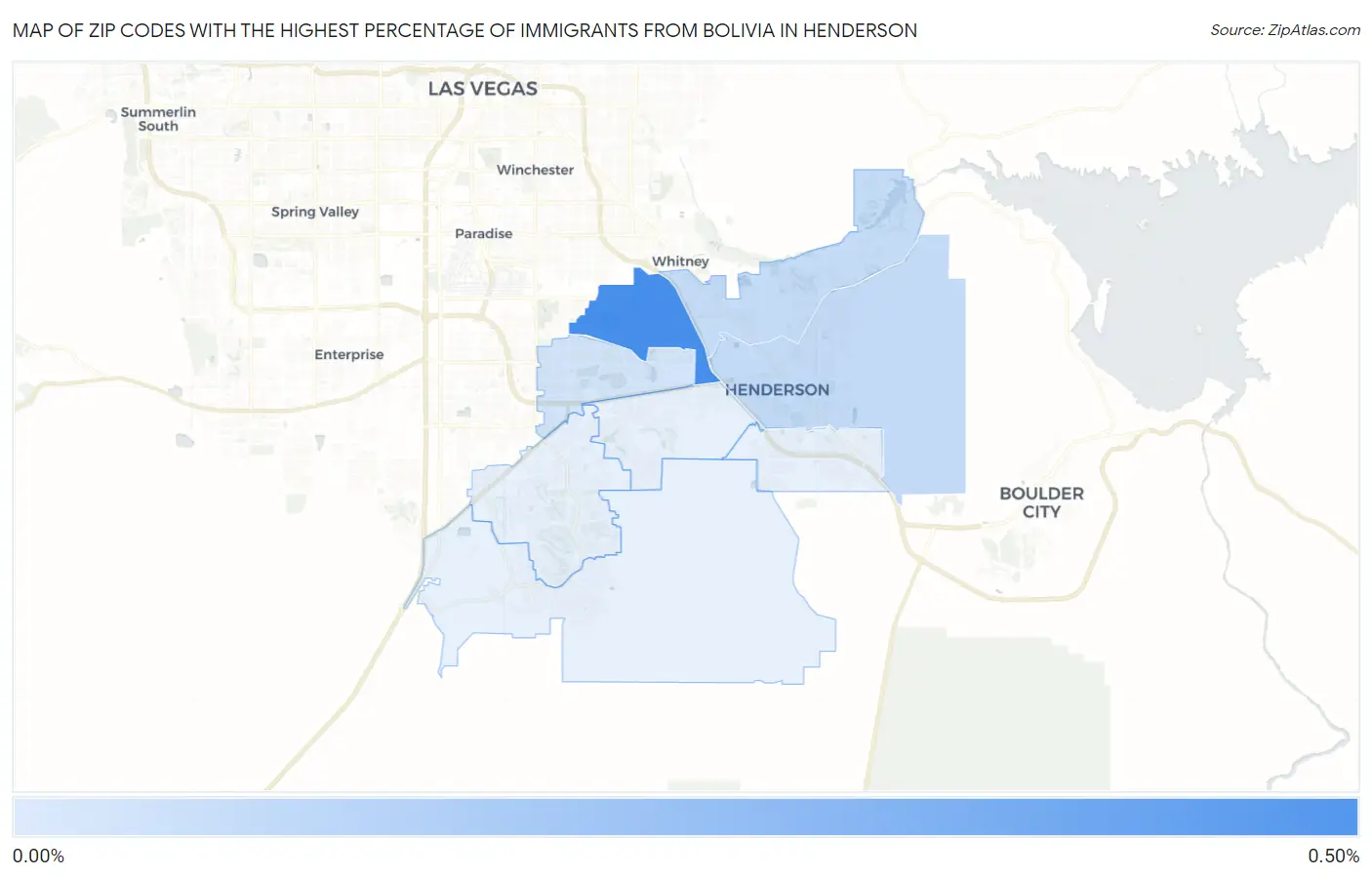 Zip Codes with the Highest Percentage of Immigrants from Bolivia in Henderson Map